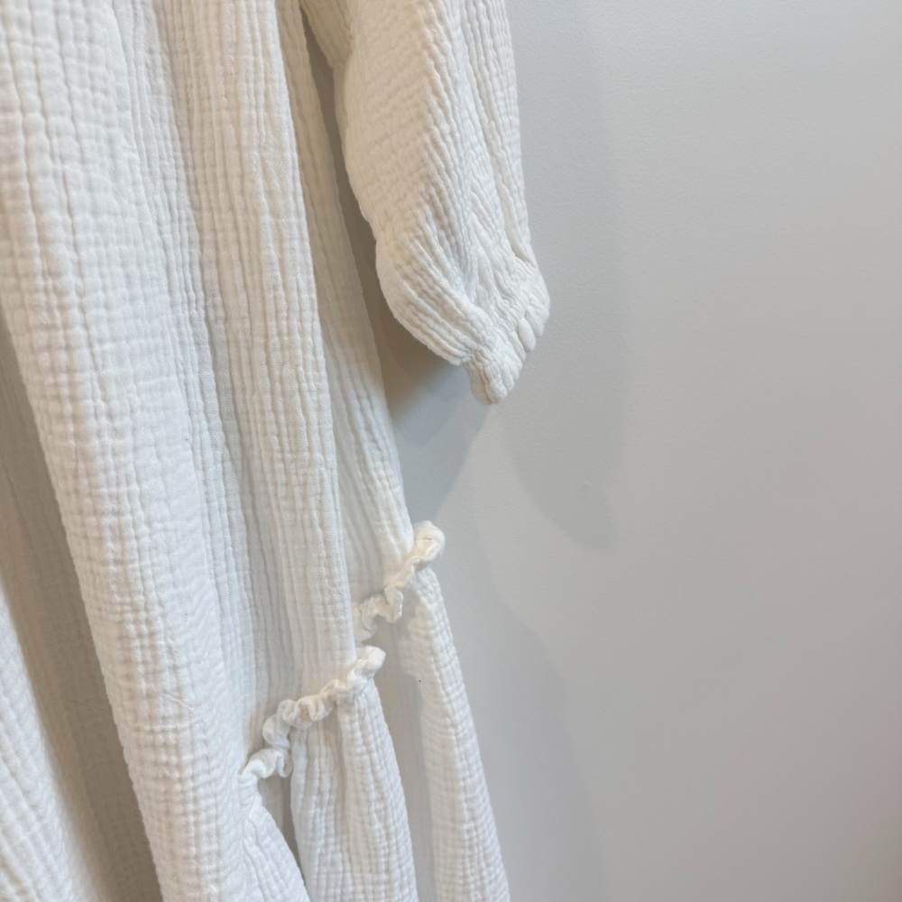 H&M White Cotton Long Sleeve Maxi Dress - Picture 8 of 12